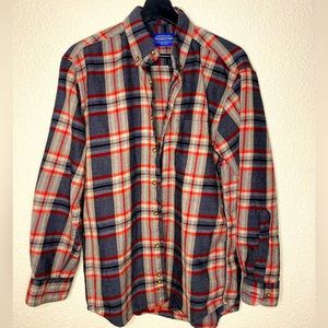 Pendleton Sir Pendleton Worsted Wool Shirt Red Grey Tan Multi Plaid